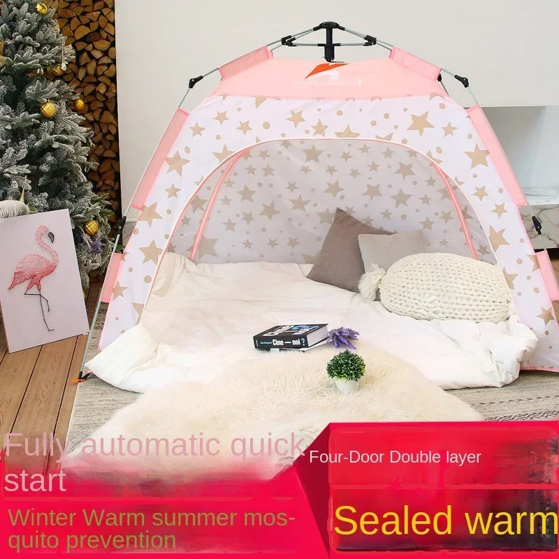 Full-automatic Indoor Adult Children Bed Tent Warm Windproof and Cold-proof Tent Dormitory Single and Double Winter Tent