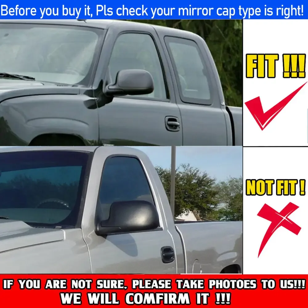 For GMC Sierra Yukon Rearview Chevrolet Suburban Silverado 1999-2006 Car Rearview Side Door Mirror Covers Sticker Wing Cap Trim