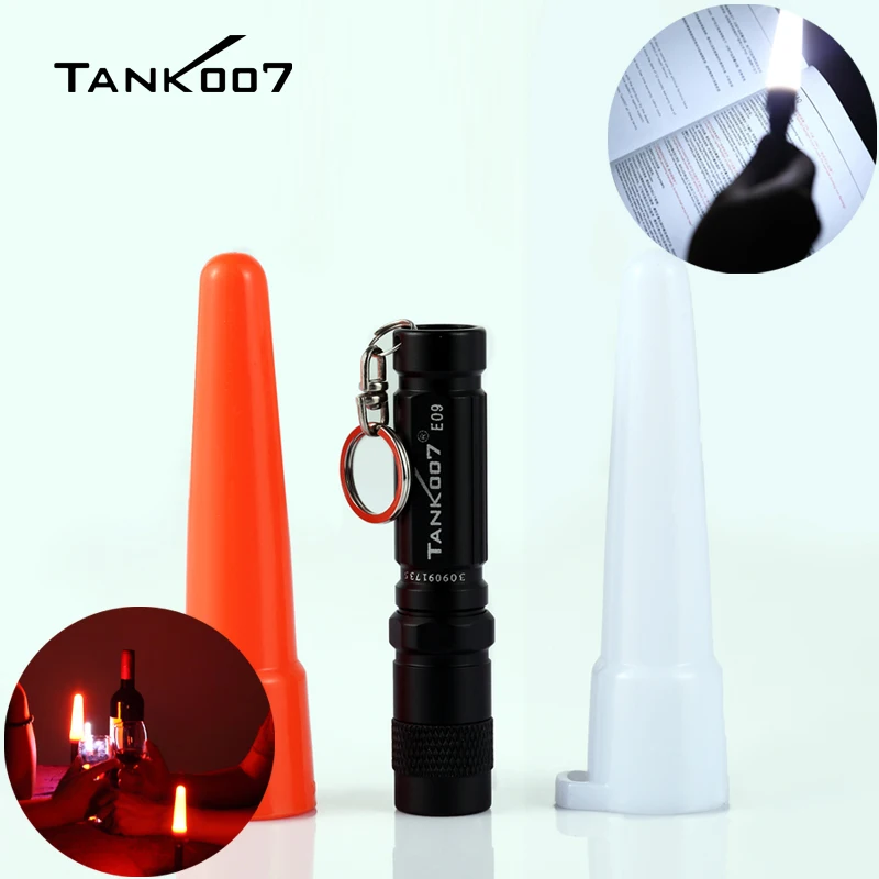 TANK007 E09 High Power Mini LED Flashlight Portable Outdoor EDC Pocket Keychain Torch USA LED Light IPX8 AAA Battery