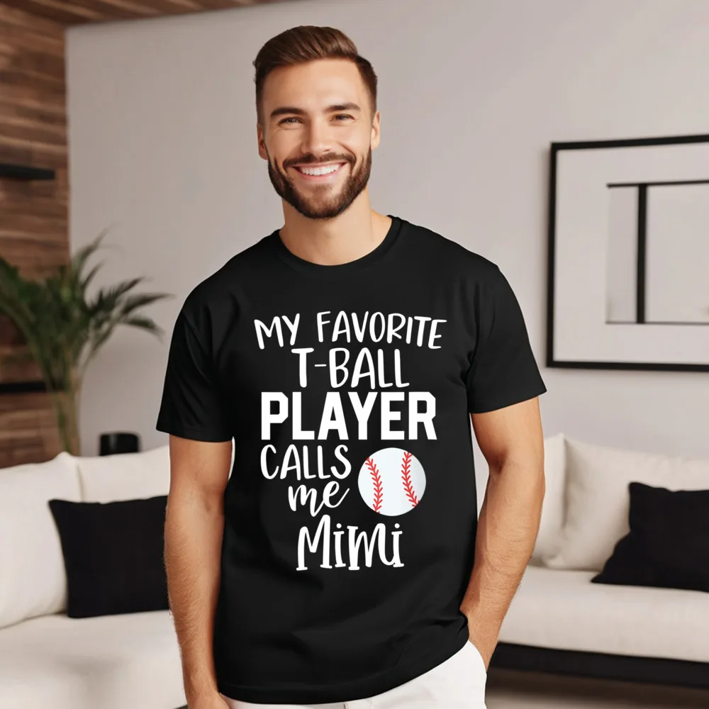Womens Baseball Mimi My favorite Cotton T Shirt Grandpa Short Sleeve Tops & Tees Classic Mother Day Round Collar Tees Classic