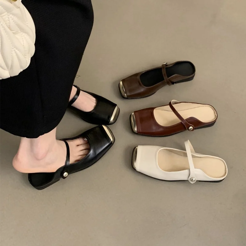 

Французские вечерние тапочки с нежным носком, летние туфли Muller в сказочном стиле, уличная повседневная женская обувь на плоской подошве