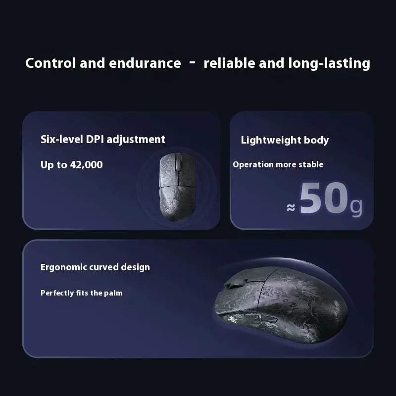 IPI Qi ماوس ألياف الكربون Paw3950 ماوس الألعاب اللاسلكي 8000 هرتز معدل التجديف ثلاثة وضع بيئة العمل الألعاب الفئران ألعاب Nordic52840