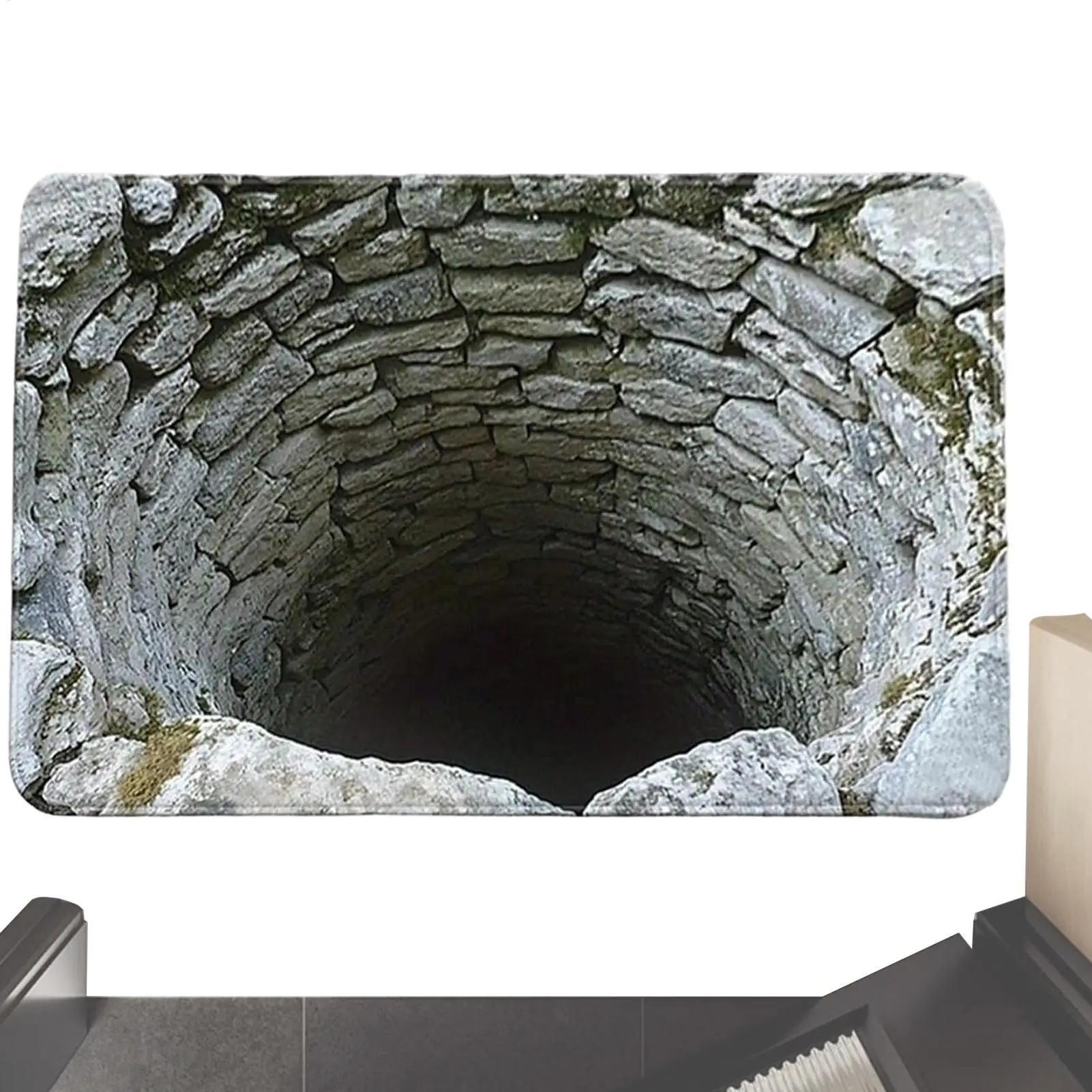 Optical Illusion Rug Bottomless Hole Non-Slip Door Mat Absorbent 3D Carpet For Home Workplace Bathroom Entryway Hallway Dorm