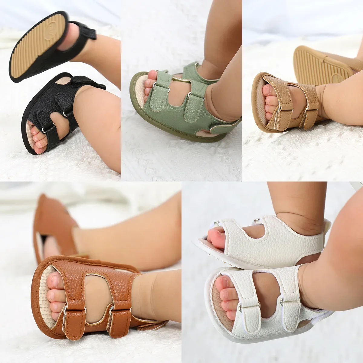 

New Baby Sandals Baby Shoes Baby Boy Girl Sandals PU Soft Bottom Sole Anti-Slip Infant First Walker Crib Shoes Newborn Moccasins