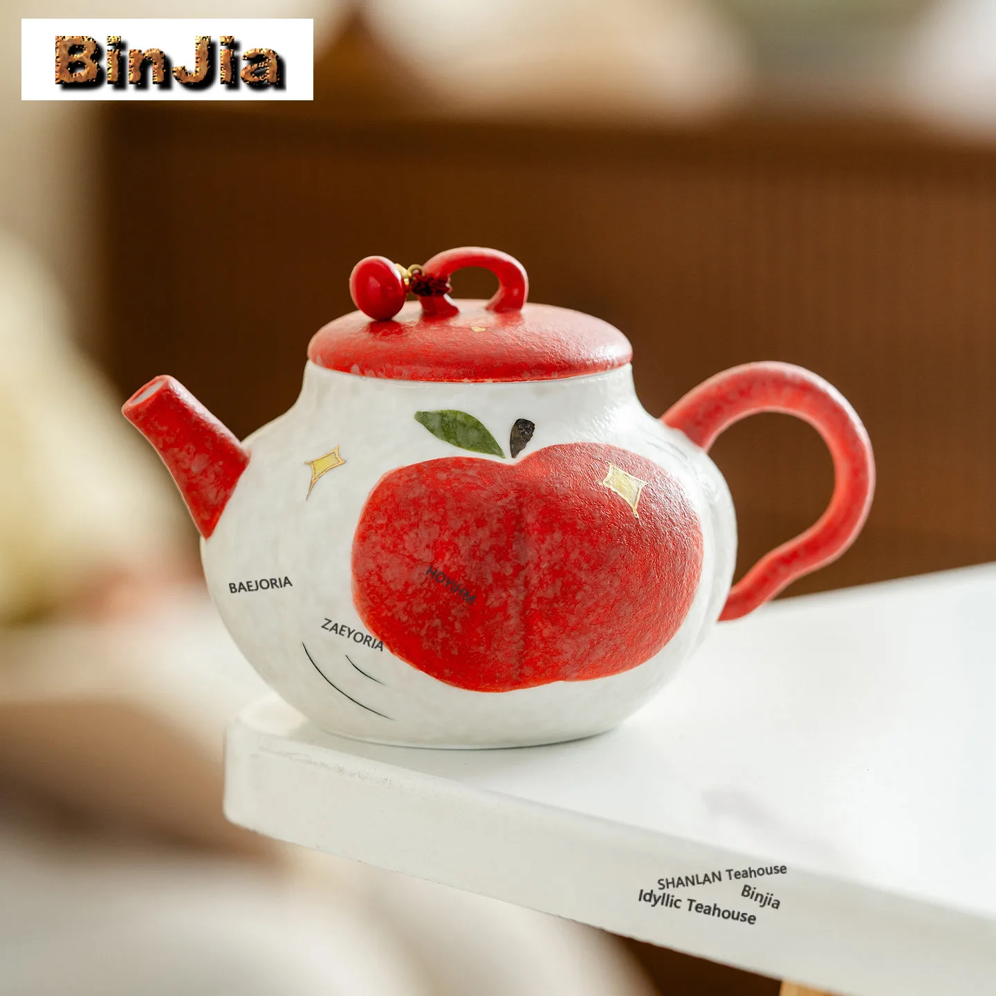 

120ml Hand Painted Apple Teapot Vintage Tea Infuser Pot Household Tea Maker Kettle With Strainer Tieguanyin Teaset Ornaments
