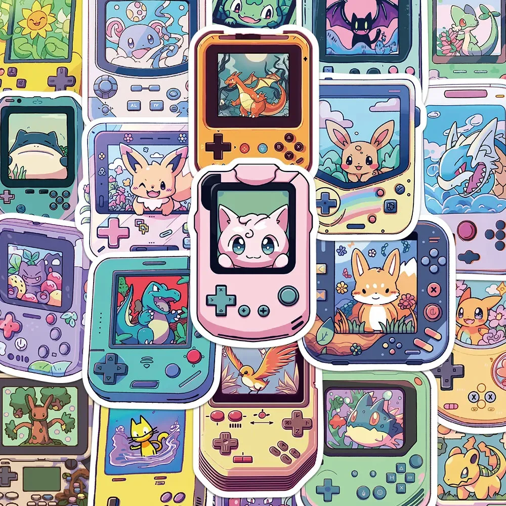 10/30/50pcs Kawaii Cartoon Game Console Pokemon Graffiti Stickers Cute Anime Decals Kids Toy DIY Laptop Phone Waterproof Sticker