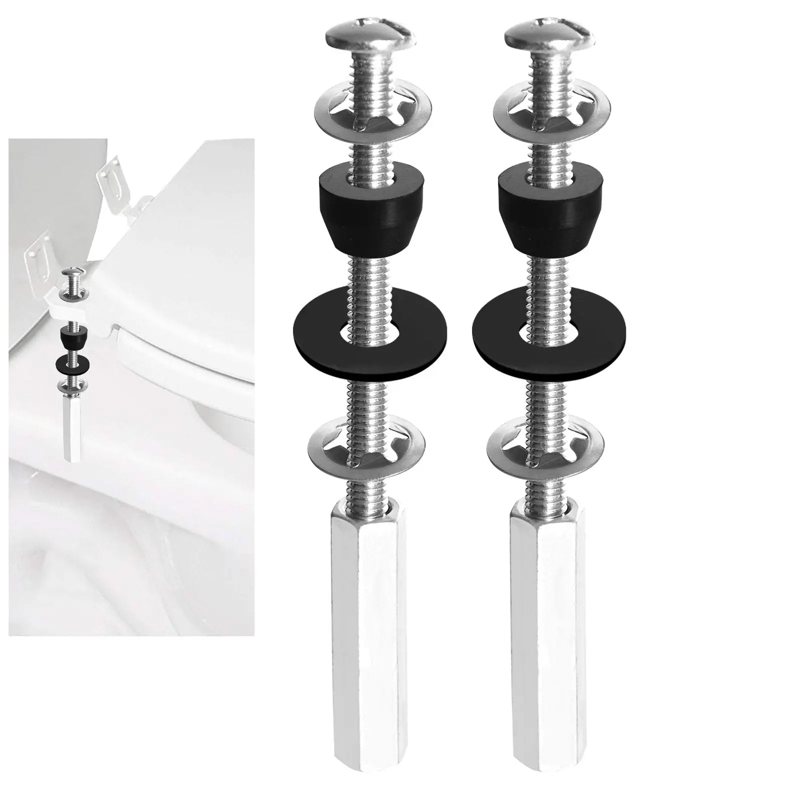 

2-piece set of toilet seat screws, newer heavy duty toilet seat bolts, universal toilet bolts for top mounting toilet seat hinge