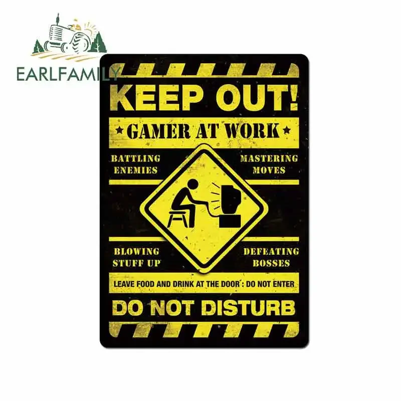 EARLFAMILY 13cm X 9.4cm For Keep Out Gamer At Work Motorcycle Car Bumper Window Stickers Waterproof Fashion JDM SUV VAN Decals