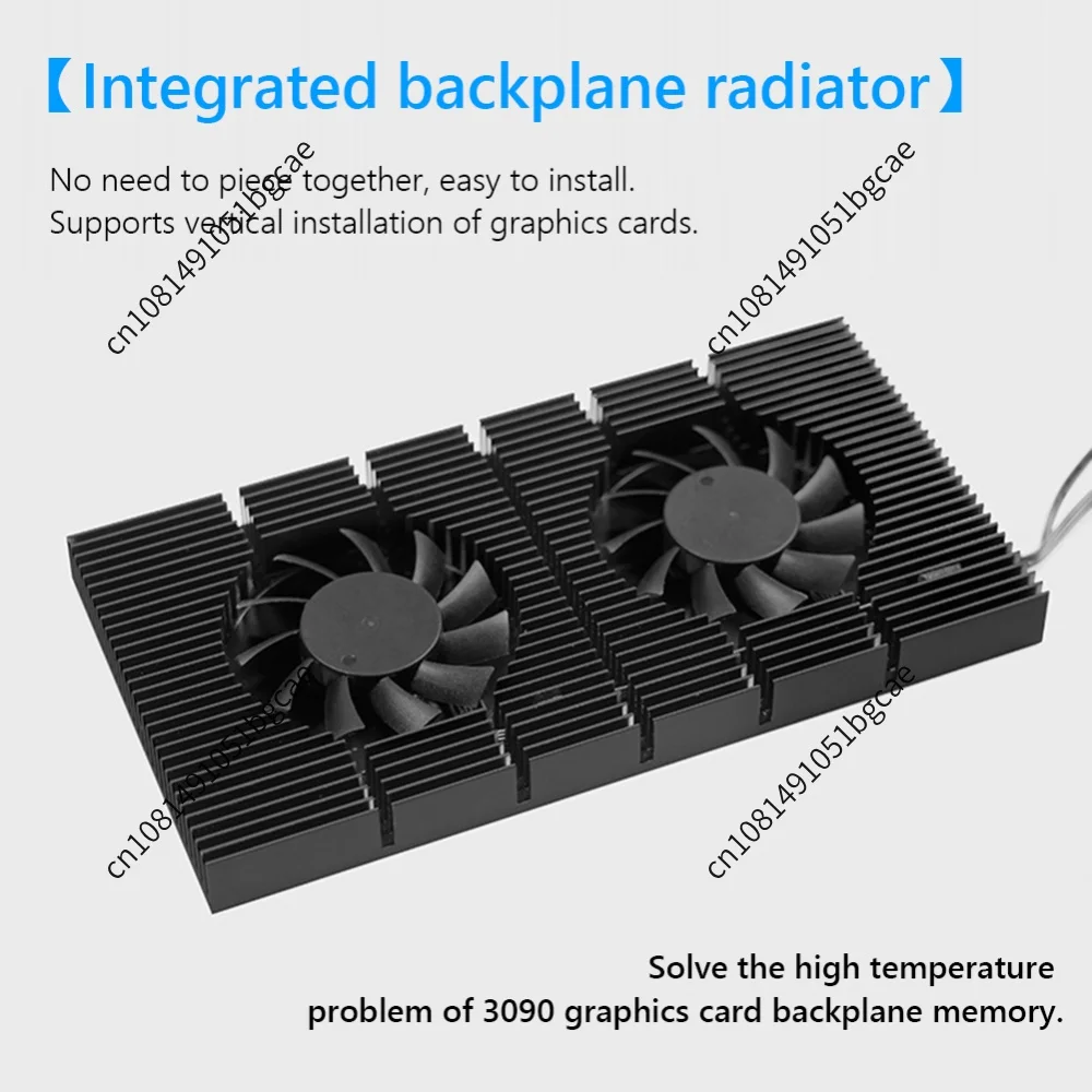 GPU Backplane Radiator Video Memory VRAM Radiator Panel Alloy Aluminum Cooling Backplate Dual Fan for RTX 3090 3080 3070 Series