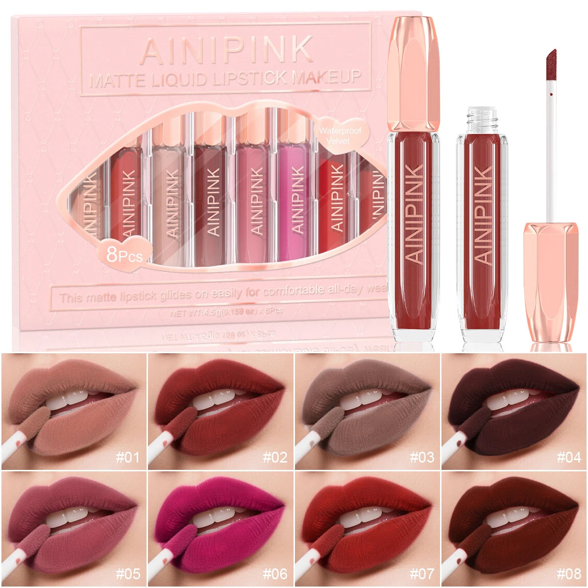 AINIPINK AINIPINK Soft Matte Liquid Lipstick - 8 Vibrant Nude & Bold Shades, Long Lasting Waterproof Lip Gloss, Smudge-Proof Non-Fading Velvet Lip Glaze for Women’s Everyday Makeup - Aliexpress Deal