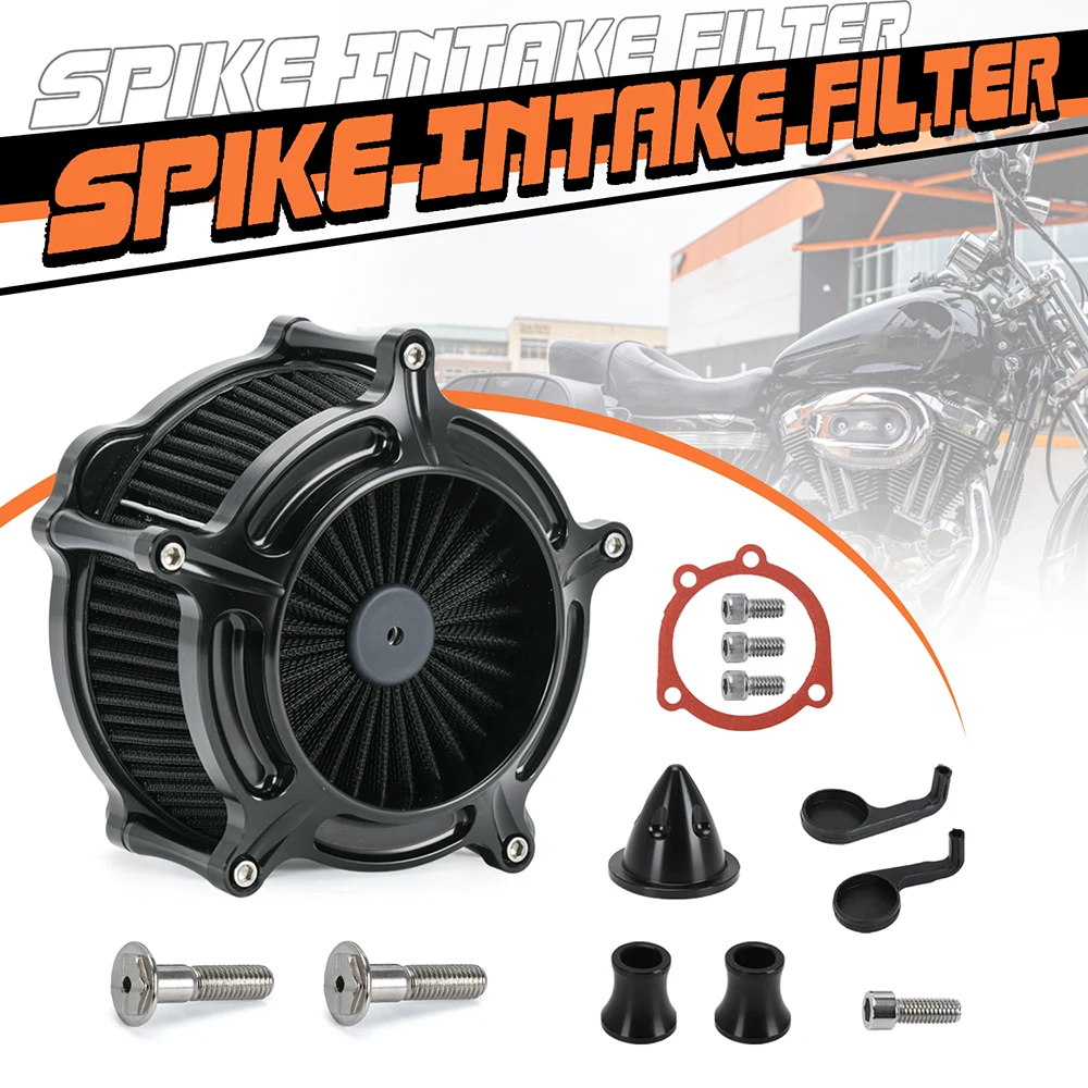 Black Turbine Spike Air Filter Motorcycle Intake Air Cleaner Filter System For 91-23 Harley Sportster 883 XL883 XL1200 48 72