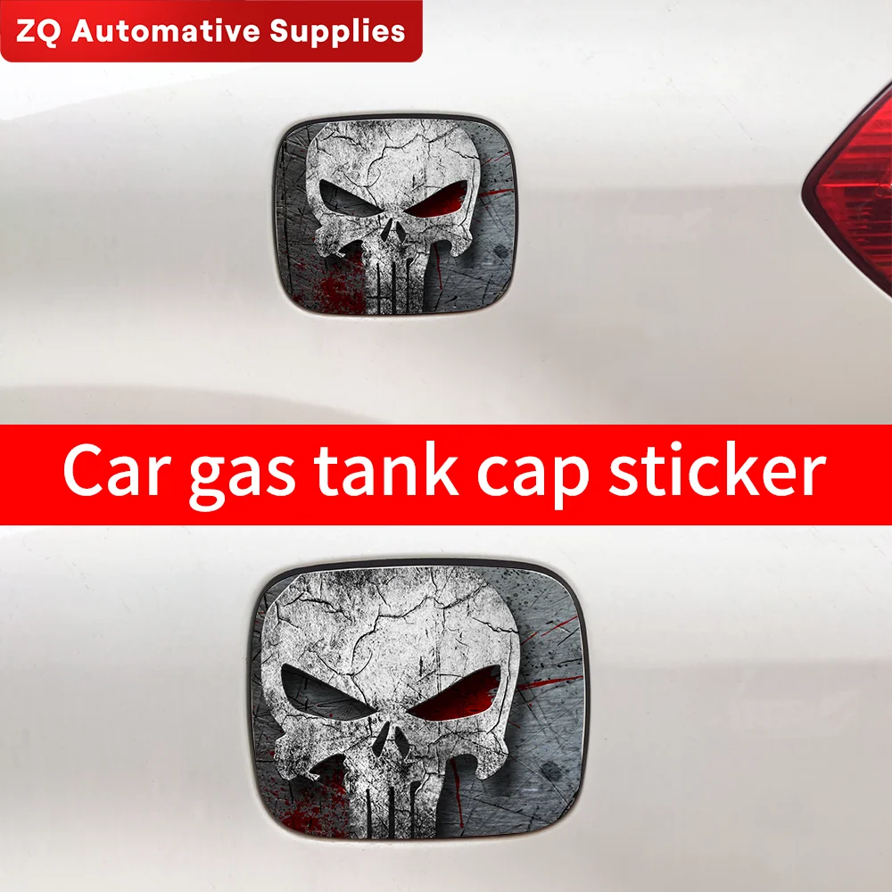 Horror Punisher Skull Car Sticker Refueling Cap Fuel Tank Cap Cover Waterproof Sunscreen Sticker Vinyl Decal Accessories
