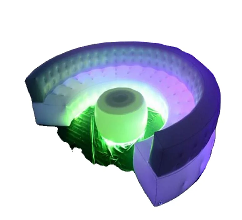 

Hot sale White LED Inflatable Party Round Sofa , Inflatable Sofa Chair With Table For Sale