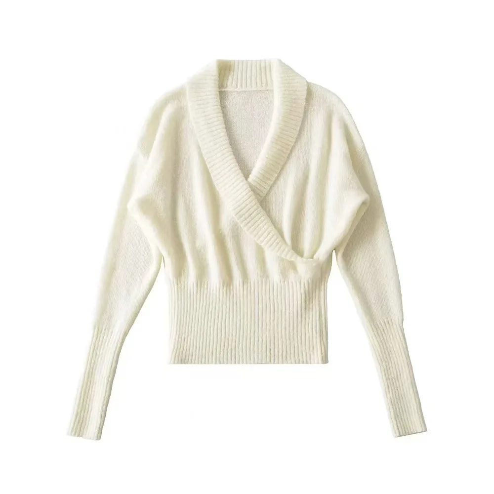 

French Commuter Slim Fit Sweater Chic V Neck Loose Fit Sweater Oversized Drop Shoulder Pullover Minimalist Soft Knit Sweater