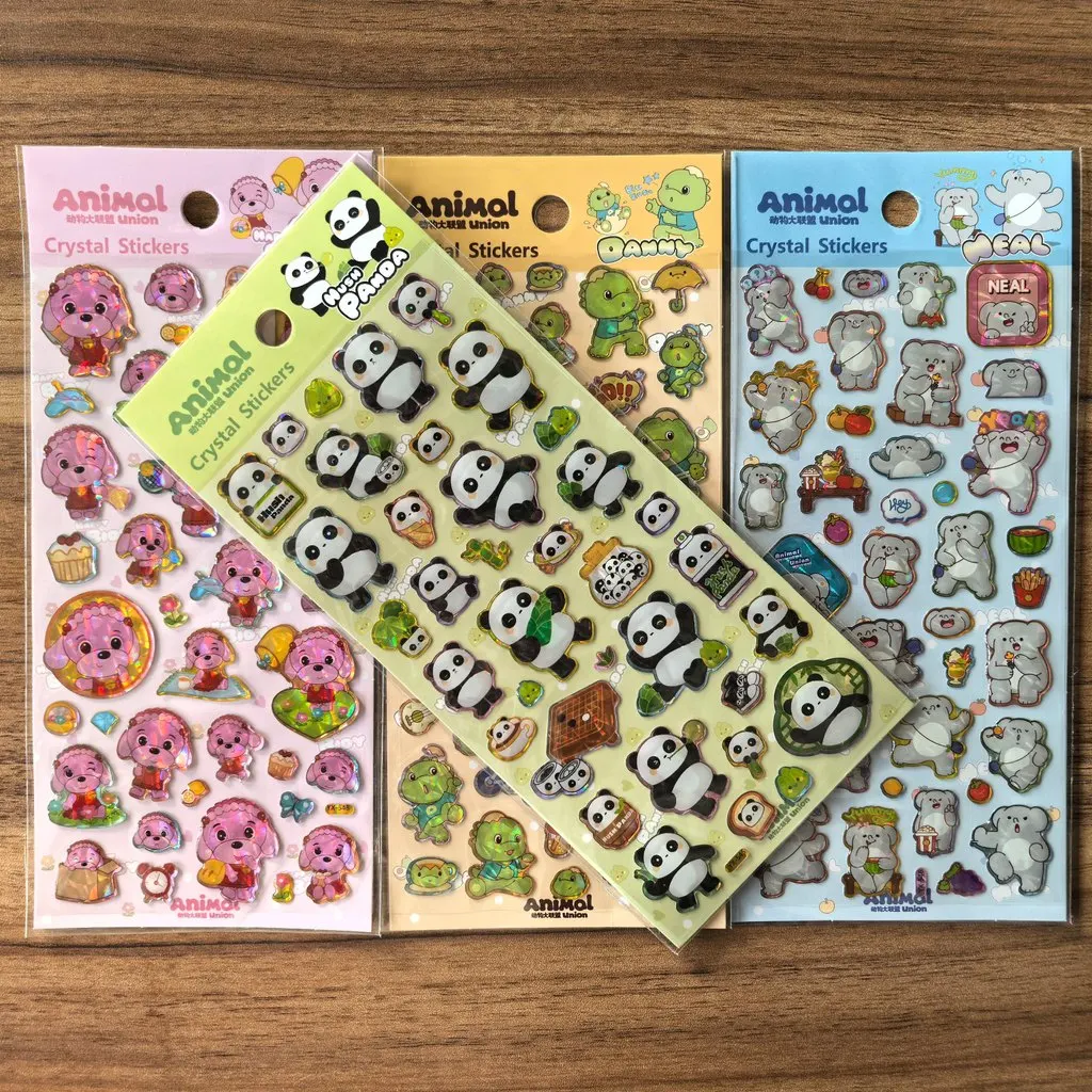 4 أوراق ملصقات كريستال الحيوان لامعة ملونة الحيوان الشارات DIY بها بنفسك الحرف المجلات هدية الديكور BulingBulingStickers Store #4