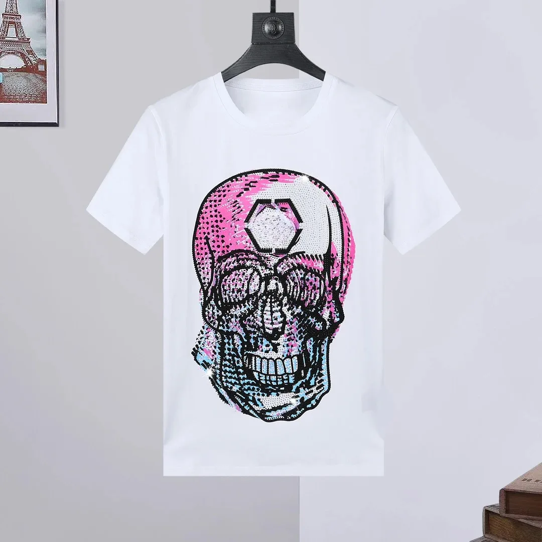 Men\'s T-Shirt Spring Summer 2024 Classical Colorful Skulls Pattern Pullover Fashion Luxury Brand High Quality T-shirt for Women