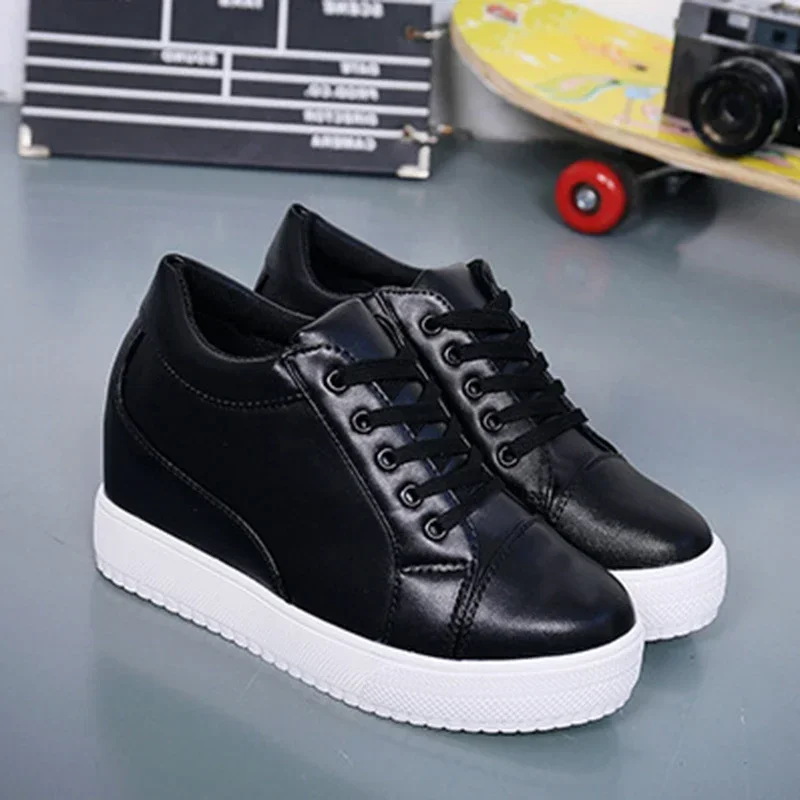 2024 White Hidden Slope Heel Casual Sports Shoes Women\'s Spring Sports Shoes High Platform High Heel Vulcanized Shoes