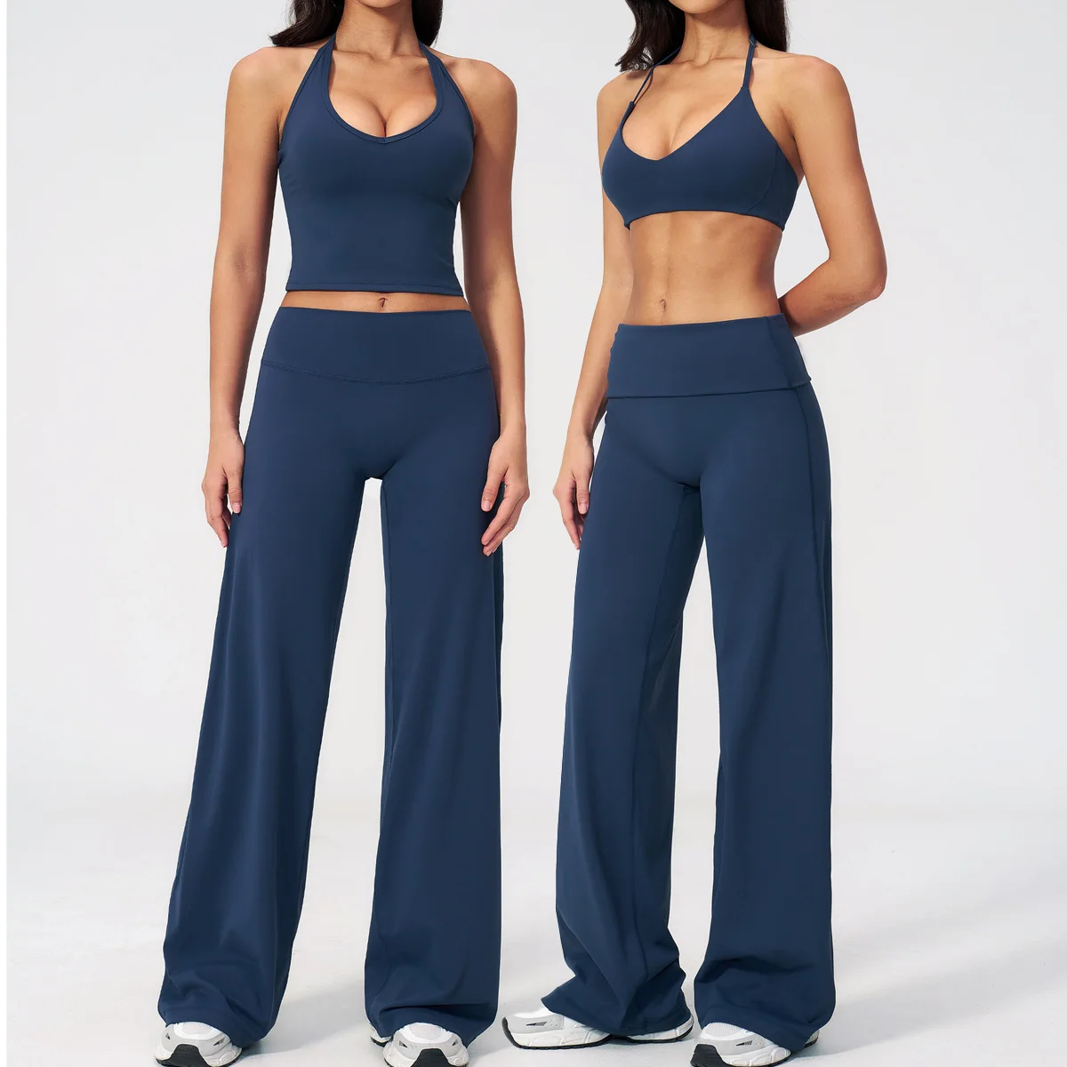 2 Piece Yoga Clothes Women's Tracksuit Athletic Wear Pilates Fitness Suit Gym Workout Sets Push Up Sports Bra Straight Leg Suit