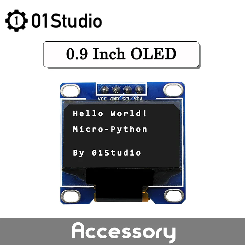 01Studio 0.9'' 0.9 Inch OLED I2C 4Pin White Display Module Screnn Board for pyBoard Micropython