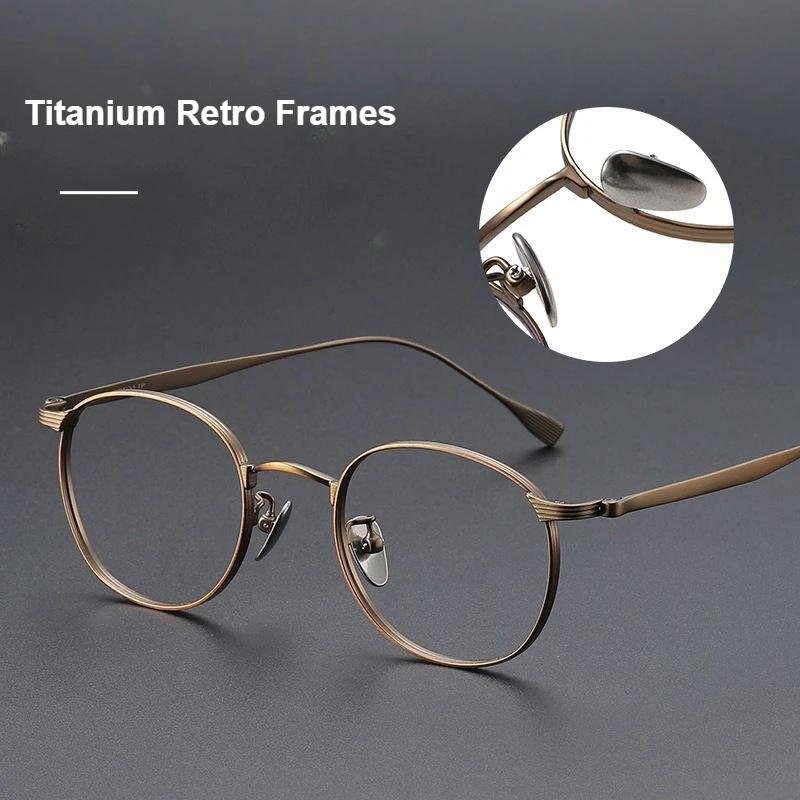 

Japanese Ultra-light Pure Titanium Retro Oval Eyeglass Frame Men Classic Wide Brim Anti Blue Ray Fashion Luxury Eyeglasses Frame