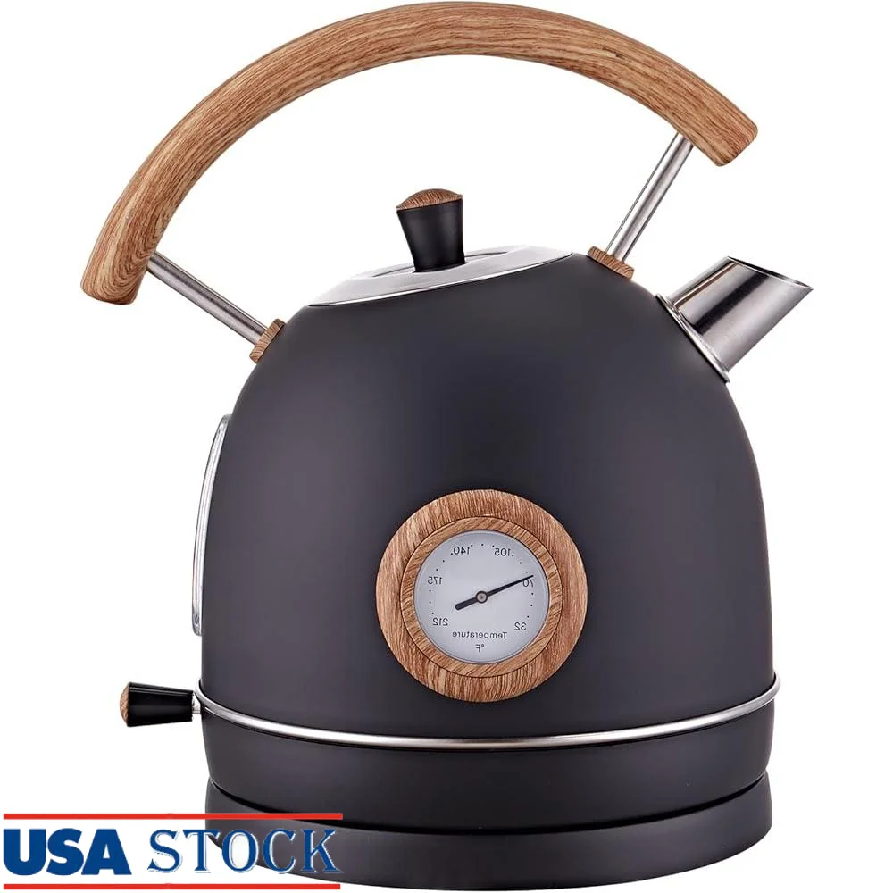 

Electric Kettle 1.7L 1500W Stainless Steel Hot Water Boiler with Thermometer Auto Shutoff Boil Dry Protection 360 Rotating Base
