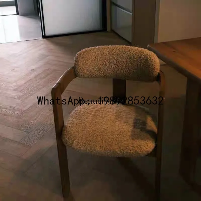 FF Chinese simple solid wood dining chair armrest back single stool