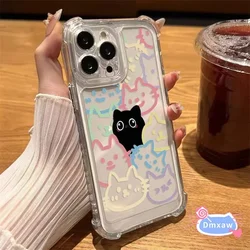 For Xiaomi 14T Pro 5G Note 14 Pro 5G Redmi K70 Ultra 14C 14R Note 14 Pro Plus 5G Phone Case Cute Black Cat Four-Corner Covers