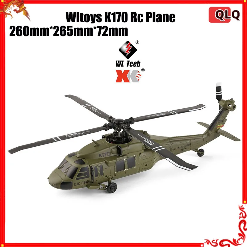 Wltoys K170 Rc Plane Black Hawk Uh-60l Four Way Four Paddle Brushless Aileron Remote Control Helicopter Model Toyholiday Gifts