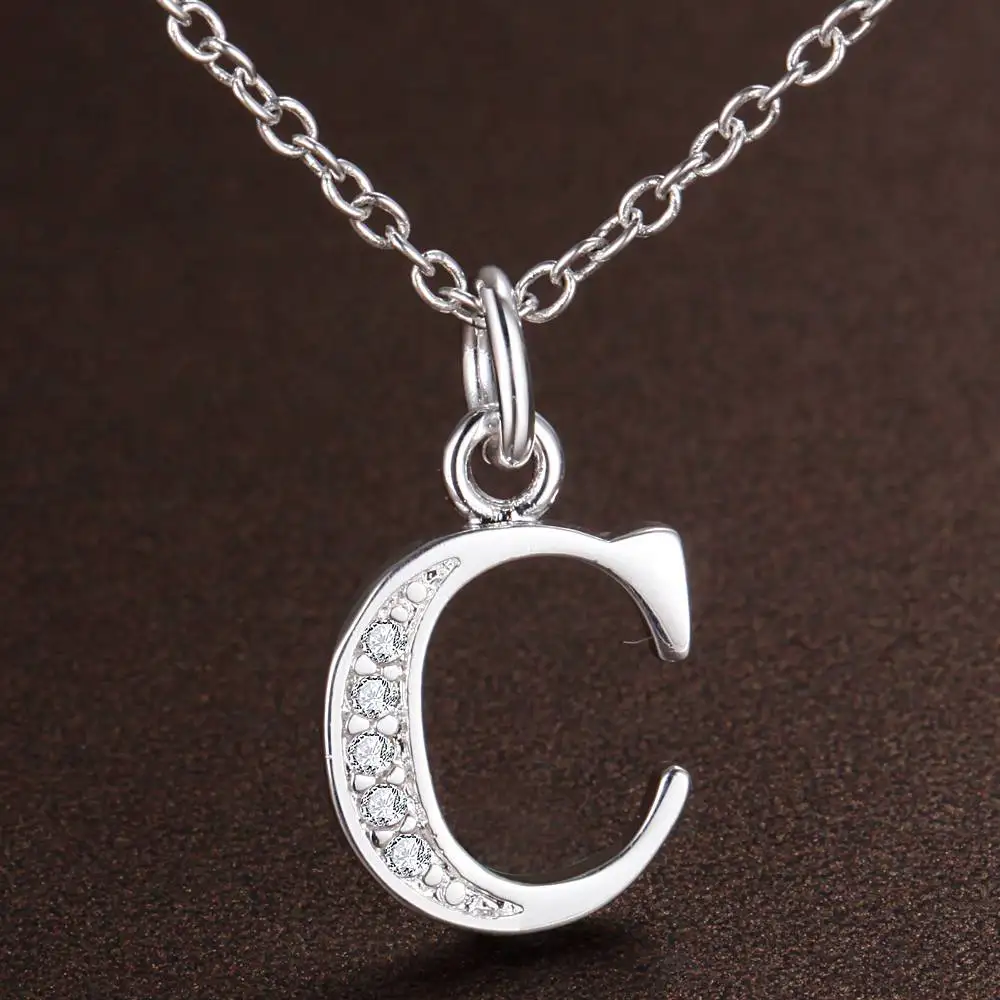 26 Buchstaben 925 Sterling Silber Halskette Anhänger für Damen Mode Schlüsselbein Kette Hochzeitsschmuck Party Geschenk Hohe Qualität – Detail 5