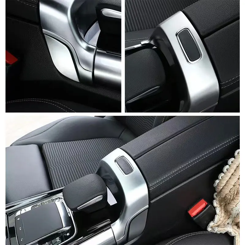 

For Mercedes Benz B GLB GLA Class 2020-21 W247 X247 ABS Chrome Car Accessories Center Console Armrest Box Switch Cover Trim