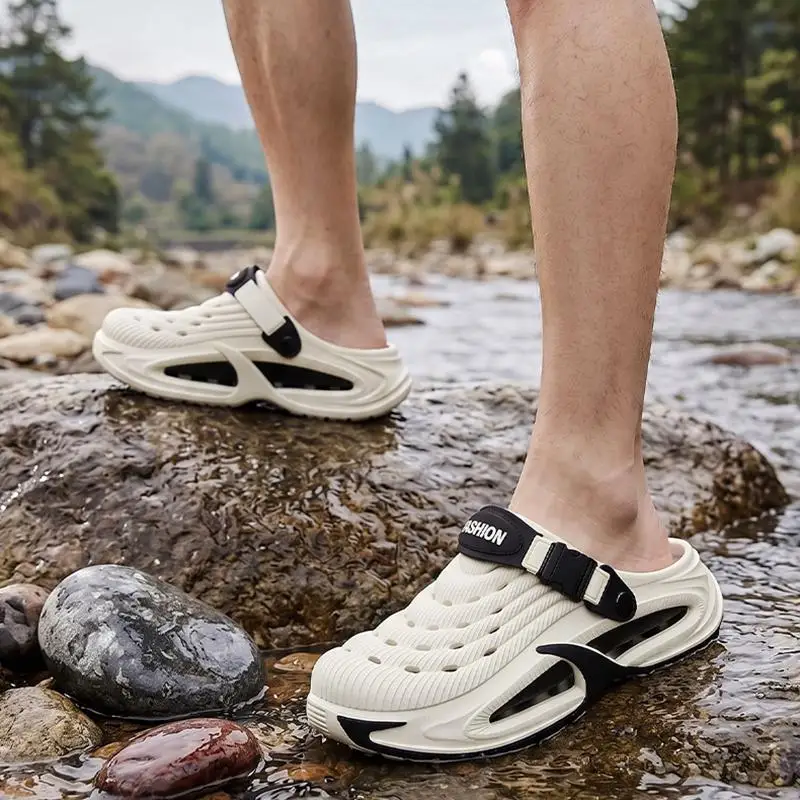 Herren Clogs in großen Größen 38-45, hohle, dicke Sohle, rutschfeste Plateau-Sandalen für den Sommer, Wading-Strandschuhe, lässige Outdoor-Sandalen für Männer – Detail 4