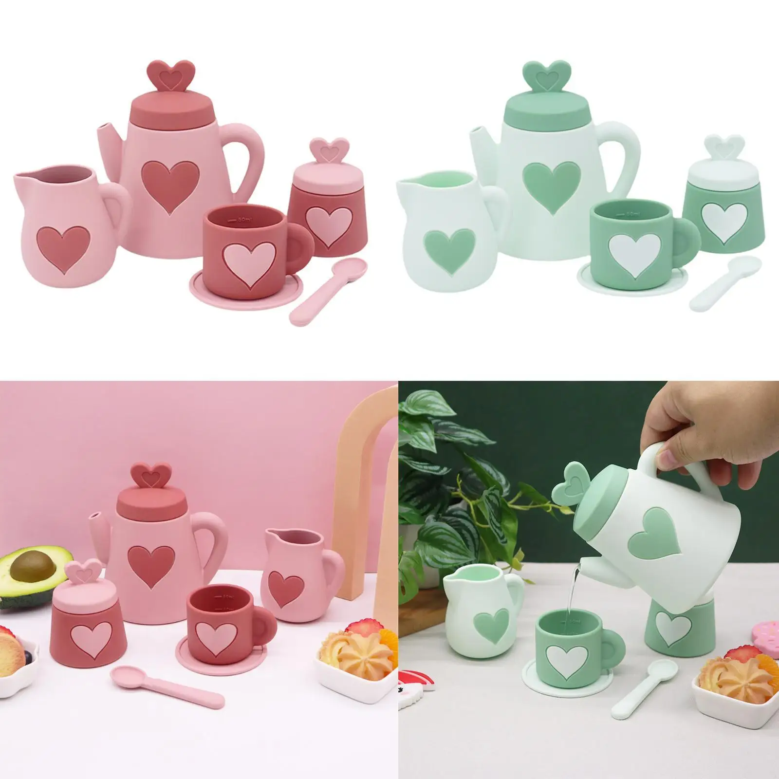 Siliconen theeservies Doen alsof theeservies Speelset Fantasiespel met theepot, theekopjes,