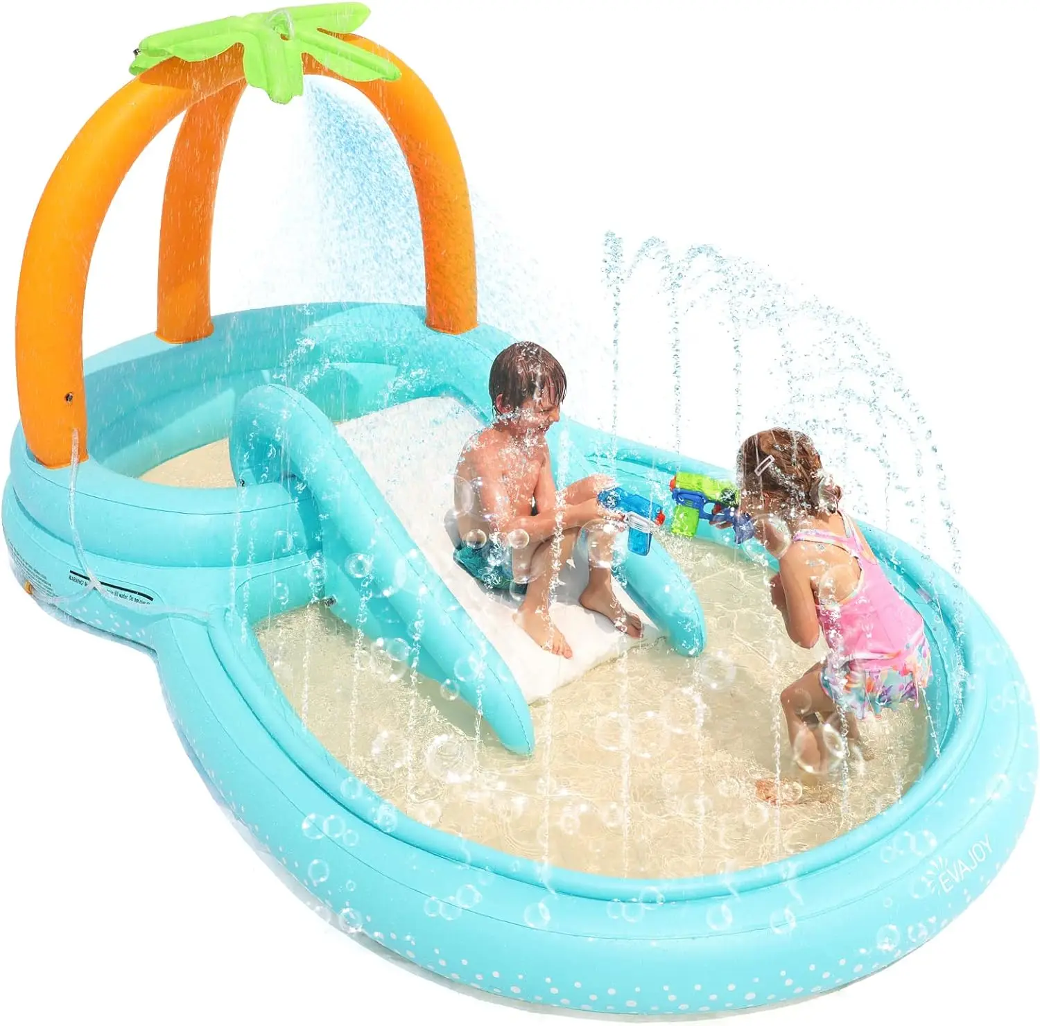 Inflatable Kids Pool with Slide,Water Sprayers Thickened Full-Sized Swimming Pool for Kids Toddler Children, Garden Backyard Use