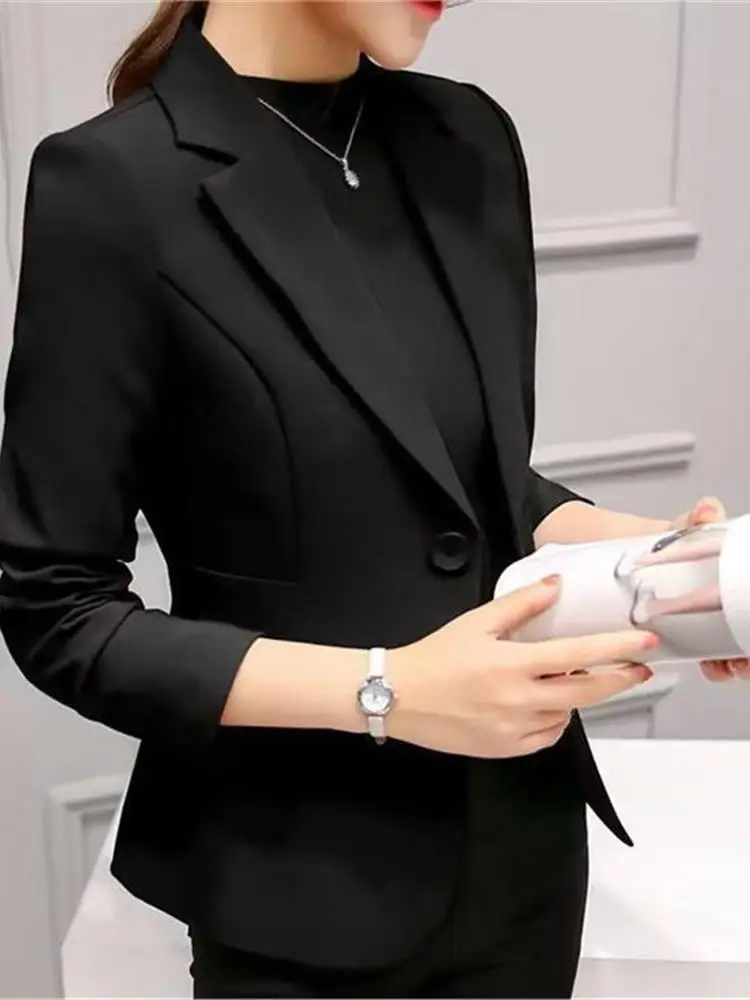 

Profional Cleanfit Sle Women's Suit Jaet Long Sve ort Ele Versatile Korean Faion Spring Autumn Coat