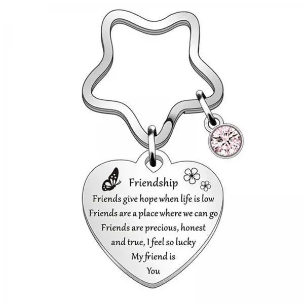 Sisters Keychain Stainless Steel Heart Pendant Friendship Gift Key Ring for Best Friends Birthday - view 2