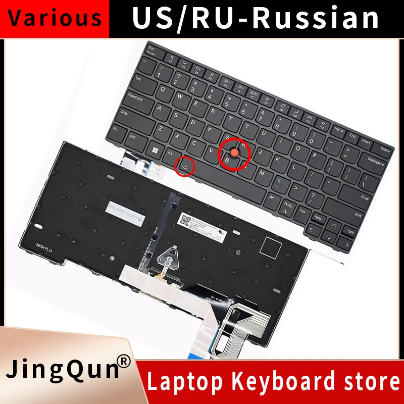 

US Russian Layout Keyboard For Lenovo ThinkPad T14 Gen3/4 L14 Gen 3 Gen 4/P14S Gen 3 5N21D68197 5N21D68271 backlight