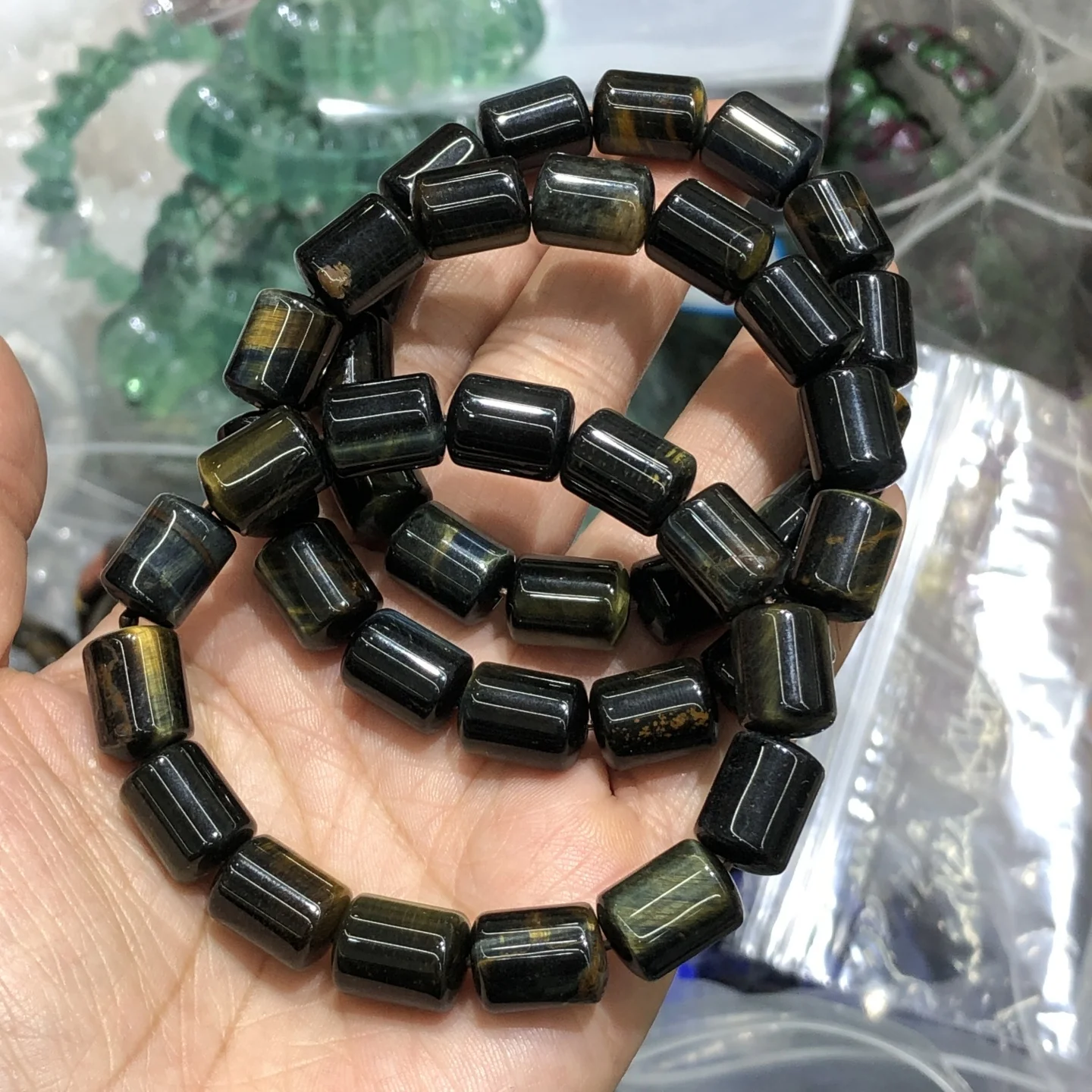 1 Pc Natural Colorful Tiger Eye Bracelet 10x14MM Barrel Beads Reiki Healing Stone Women Men Jewelry Gift view 5