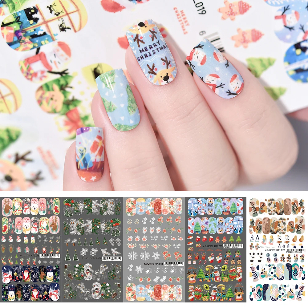 1 foglio Nail Art Stickers decorazione smalto per unghie stampa sulle punte delle unghie decalcomanie natalizie Sliders Wrap Manicure forniture fai da te