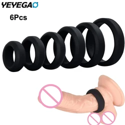 Anillos para el pene de diferentes tamaños, 6 unids/set, anillos para el pene de silicona suave de grado Premium, mejor sexo, Anillo para el pene