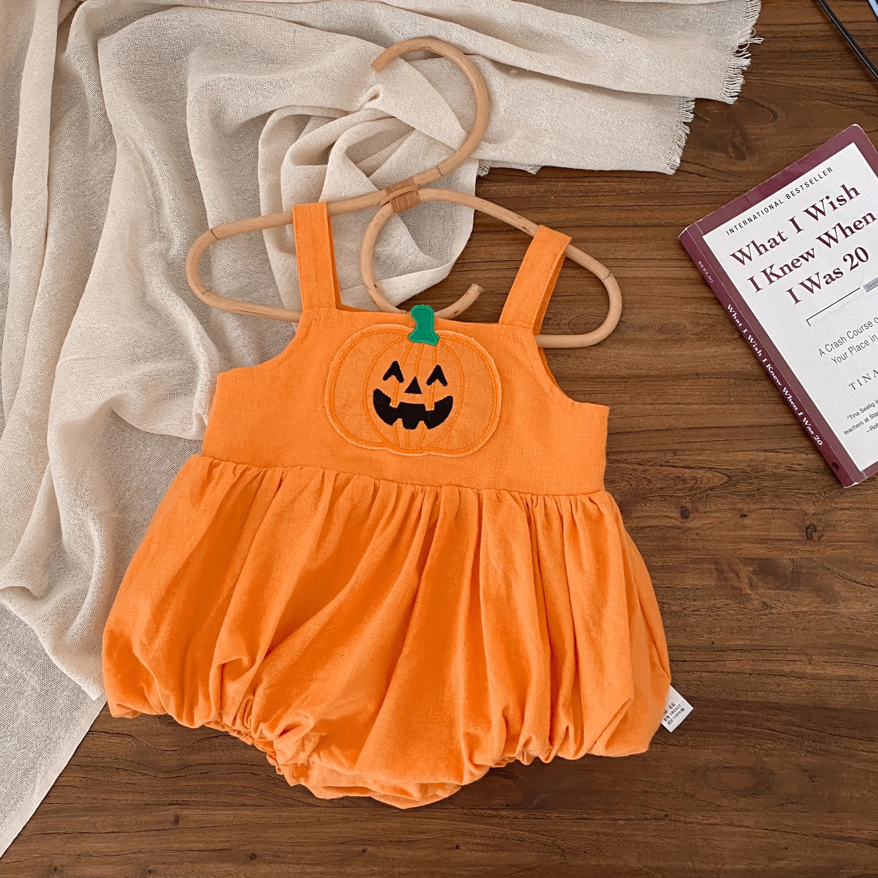 Funny Pumpkin Face! Baby Girl Pumpkin Bodysuit Sling Funny Pumpkin Face Suitable for Daily/Photo/Party Wear 3-24M  127