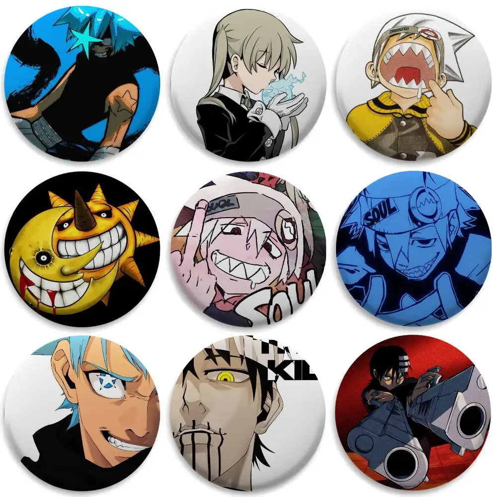 

S-Soul Eater Anime Badges Round Exquisite Badge Brooches Creative Pins For Clothes Hat Backpack Gift Accessories