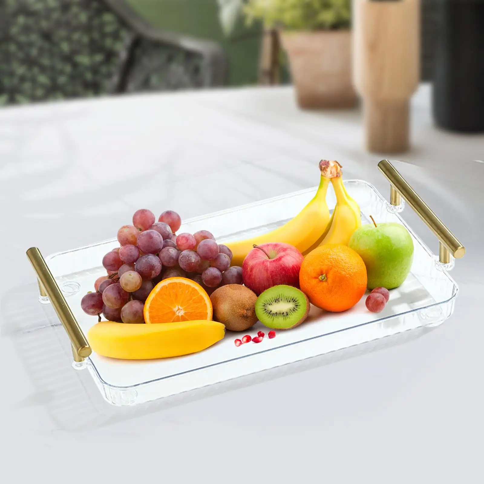 Rectangular Serving Tray Desk Organizer Storage Tray Clear Acrylic Tray for Dresser Party Countertop All Occasions