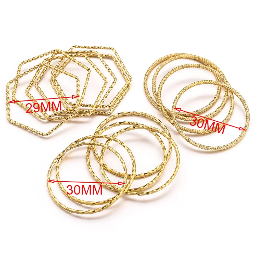 10pcs 30/50MM Twisted Large Circle Stainless Steel Gold Plated for Diy Connectors Earring Bezel Blank Jewellery Making Supplies