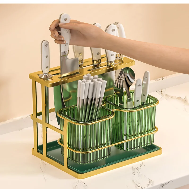 Kitchen Chopstick Storage Rack Countertop Cutlery Holder Wall Mounted Kitchen Utensil Organizer Knife Spoon Tube Storage Rack