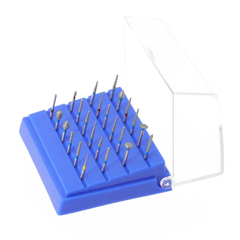 JINGT Dental 24-Hole Car Needle Box High-Speed Plastic Band Built Rack  Bur High Speed Placement Holder With Lid