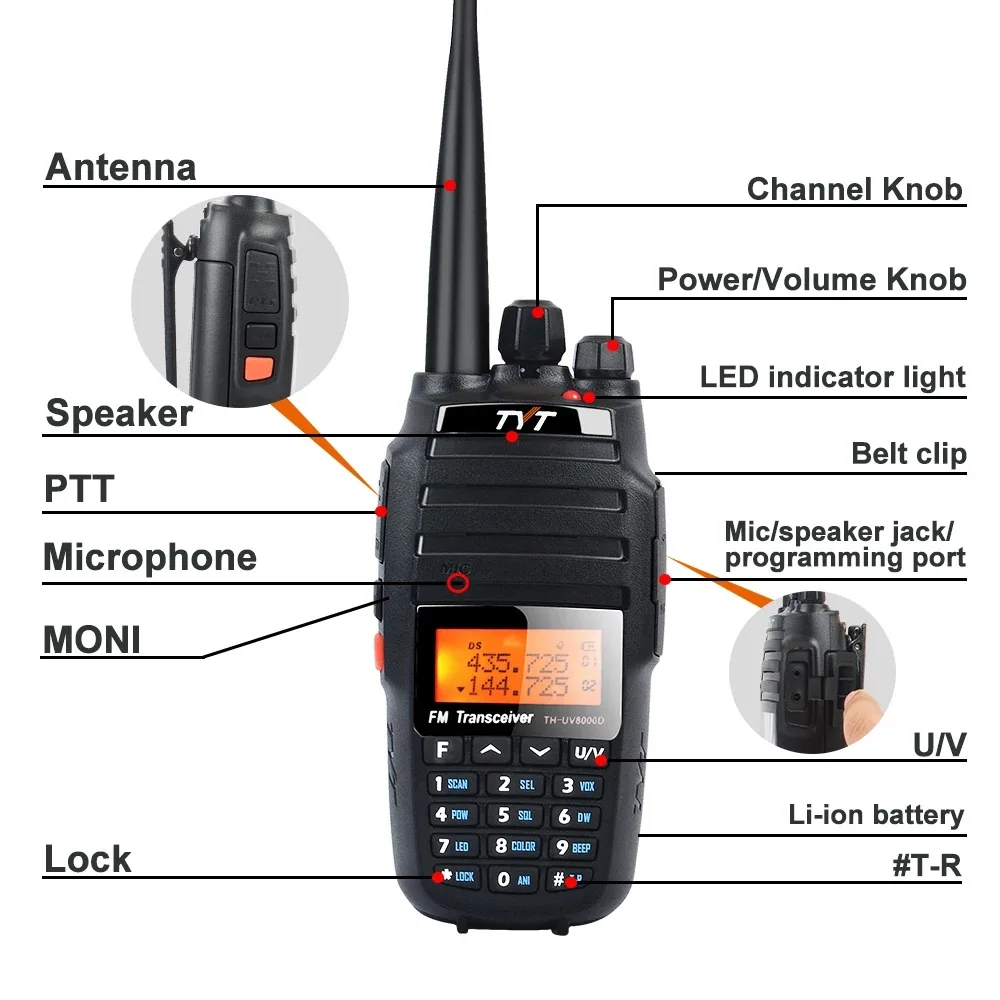 Imagem -06 - Walkie Talkie Tyt-dual Band Presumto de Alta Potência Rádio em Dois Sentidos Profissional Th-uv8000d 10w Tyt Uv8000d