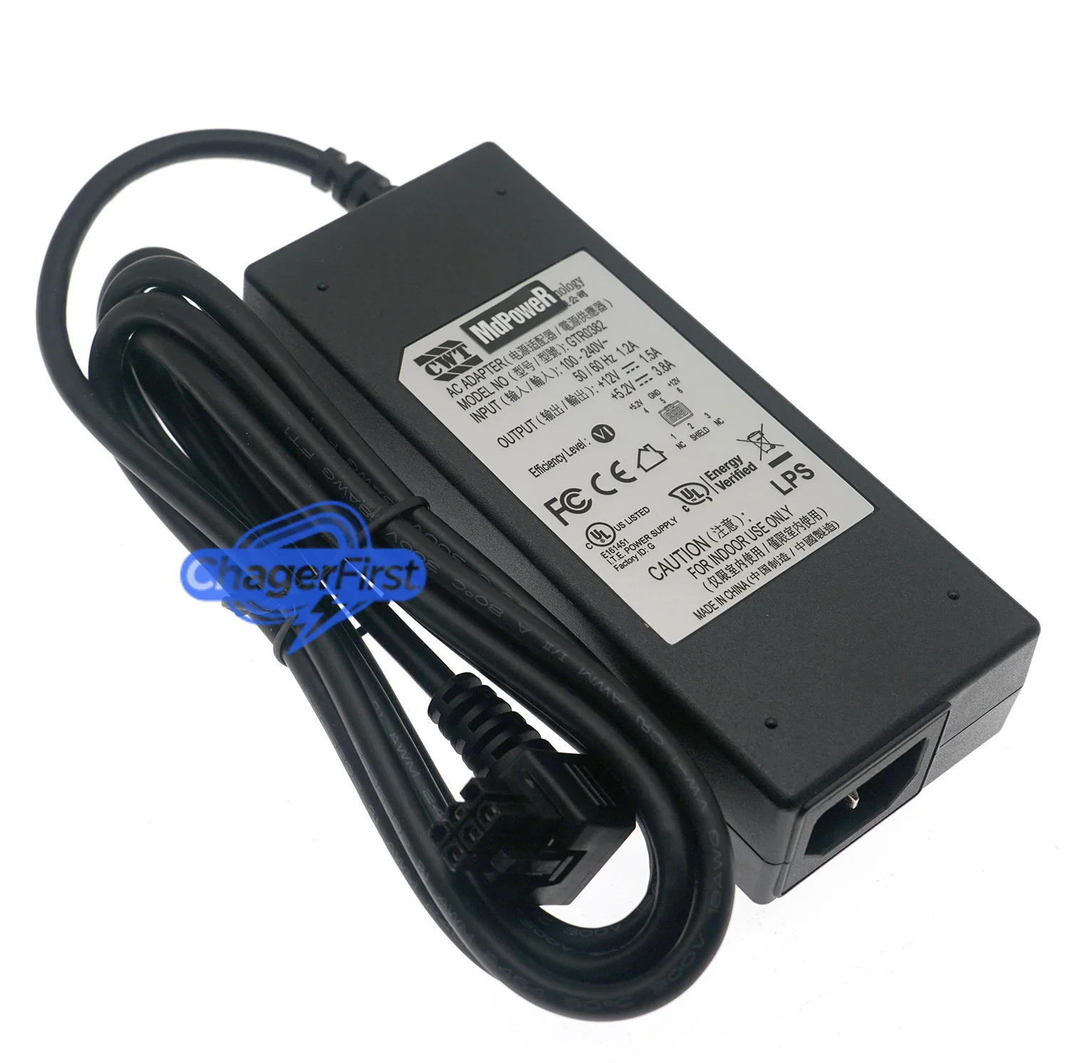 Genuine CWT GTR0382 6Pin Power Supply 12V 1.5A 5.2V 3.8A for Honeywell Metrologic Stratos MS2420 MS2430 Scanner Scale