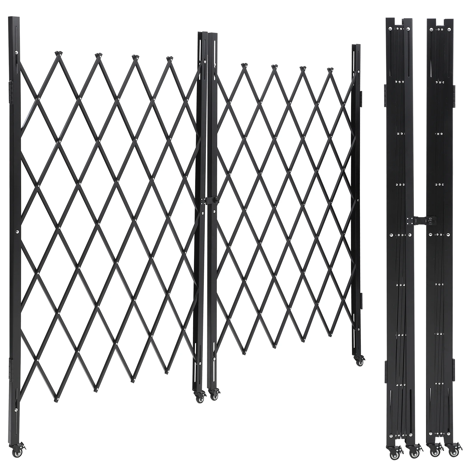 Double Folding Security Gate, Folding Door Gate, Steel Accordion Security Gate, Flexible Expanding Security Gate, 360° Rolling