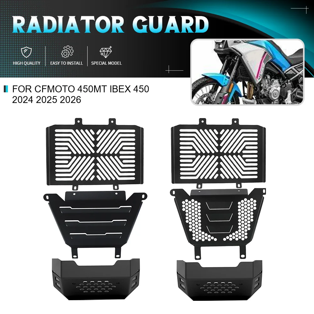 

Motorcycle For CFMOTO 450MT Ibex 450 2024 2025 2026 New CNC Radiator Grille Guard Cover And Engine Guard Set And Sump Guard Set