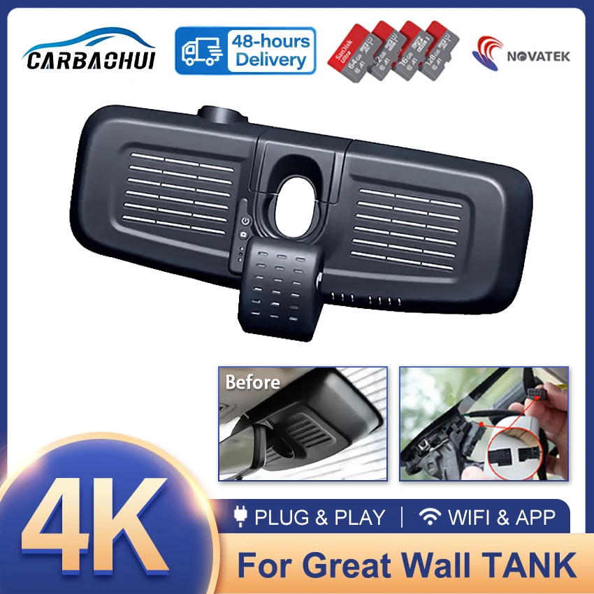 For Great Wall TANK 300 2021 2022 2023 Front and Rear 4K HD Dash Cam for Car Camera Recorder Dashcam WIFI Car Dvr Accessories